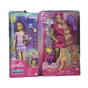 Barbie Fancy‎ Hair Doll & Skipper Babysitting Doll With Accessories Bundle - NEW